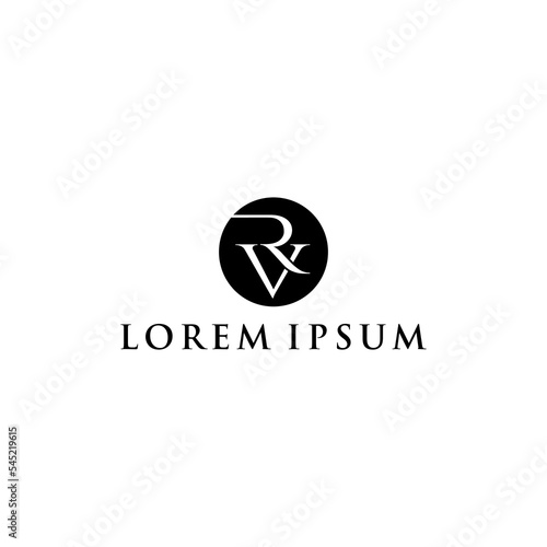 initial RV letter logo design vector.classic monogram concept
