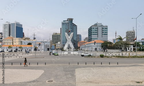 View at the Luanda marginal, Sonangol head office tower building, downtown lifestyle, modern skyscrapers and other buildings on Luanda downtown photo