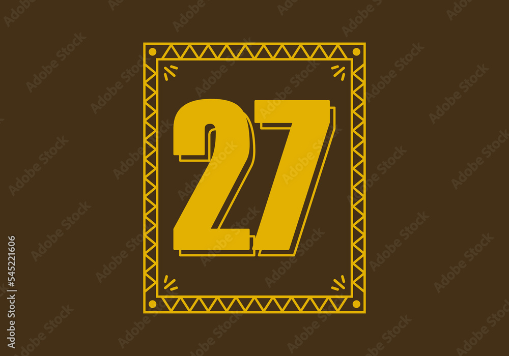 Number 27 in retro rectangle frame Number 27 in retro rectangle frame