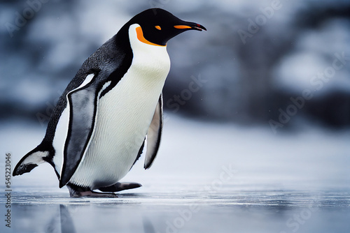 A cute Penguin on ice in the wild