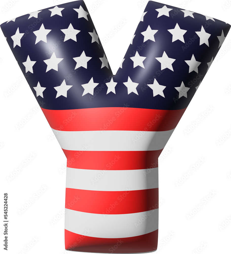 Uppercase Letter Y Stars and stripes USA National flag style alphabet 3D Uppercase Letter Y Stars and stripes USA National flag style alphabet 3D