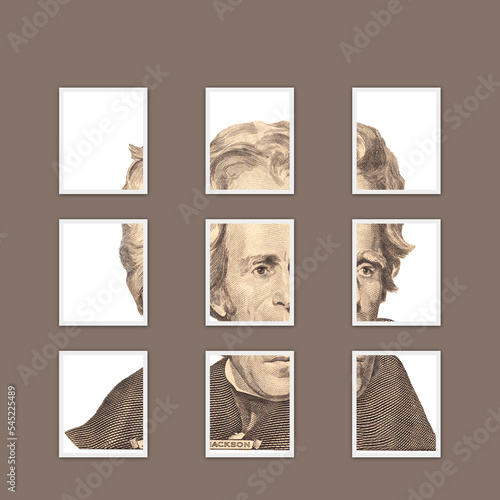 Banner with Portrait of U.S. president Andrew Jackson. photo