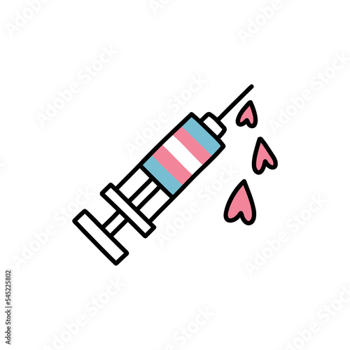 Transgender hormone therapy doodle icon, vector color line illustration