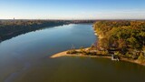 Beautiful view of Hempstead Lake State Park on a sunny day. New York, USA.