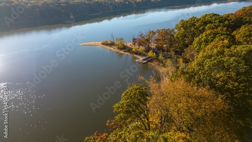 Beautiful view of Hempstead Lake State Park on a sunny day. New York, USA. photo