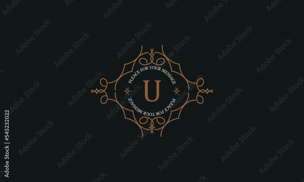 Vintage monogram or logo template from elegant calligraphic lines. Vector illustrations with the letter U