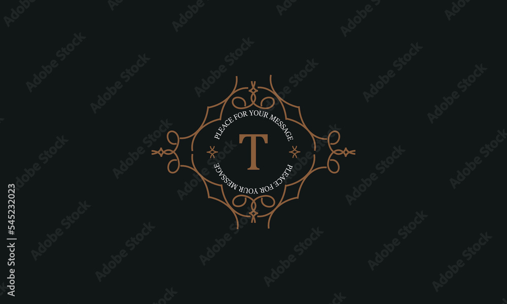 Vintage monogram or logo template from elegant calligraphic lines. Vector illustrations with the letter T