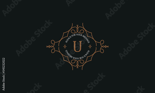 Vintage monogram or logo template from elegant calligraphic lines. Vector illustrations with the letter U