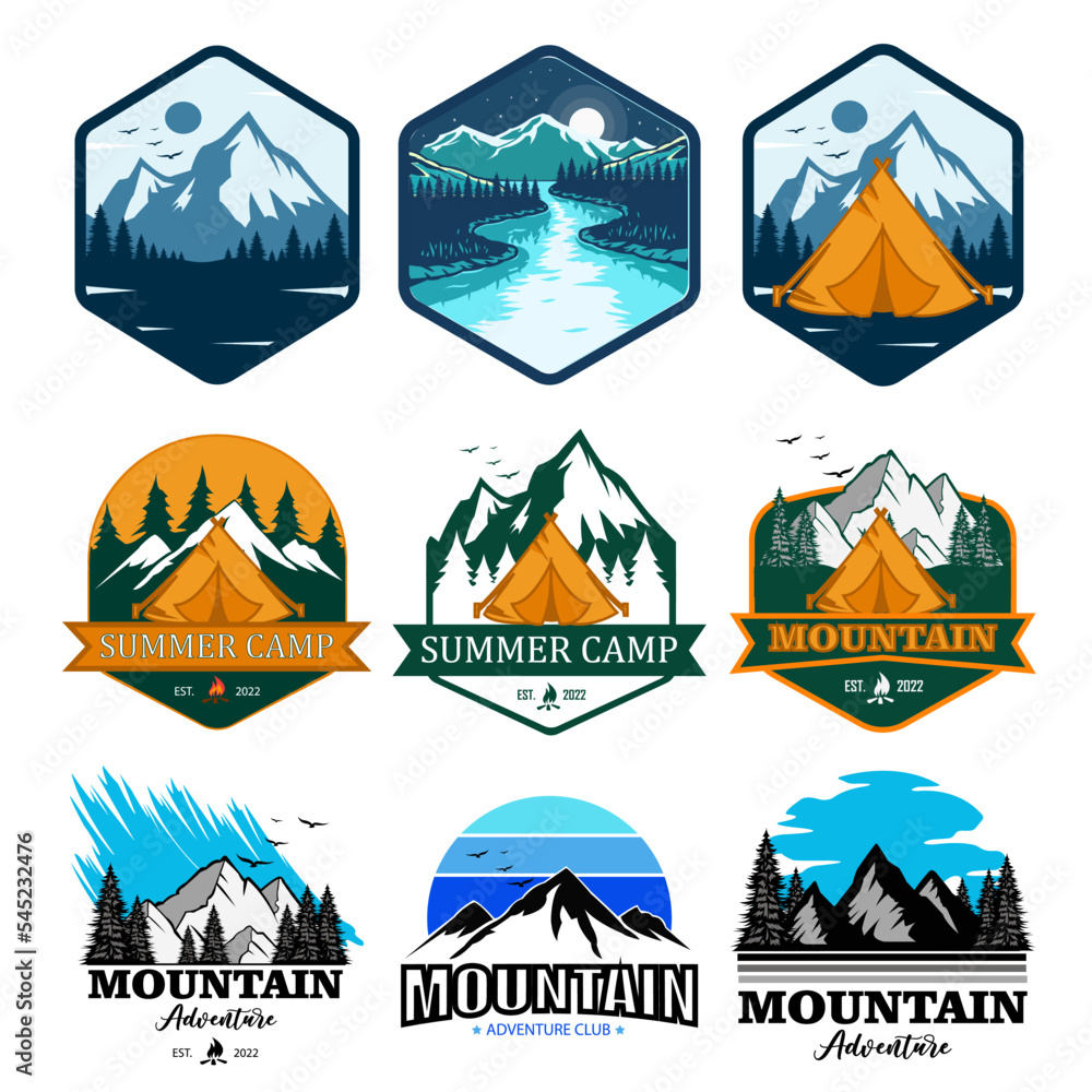 Premium mountain abstract logo for badge, sticker, club, or shirt.