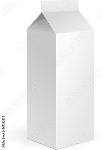 Milk, Juice Carton Package Blank White On White Background Isolated. Illustration Isolated On White Background. Mock Up Template Ready For Your Design. Product Packing Vector EPS10