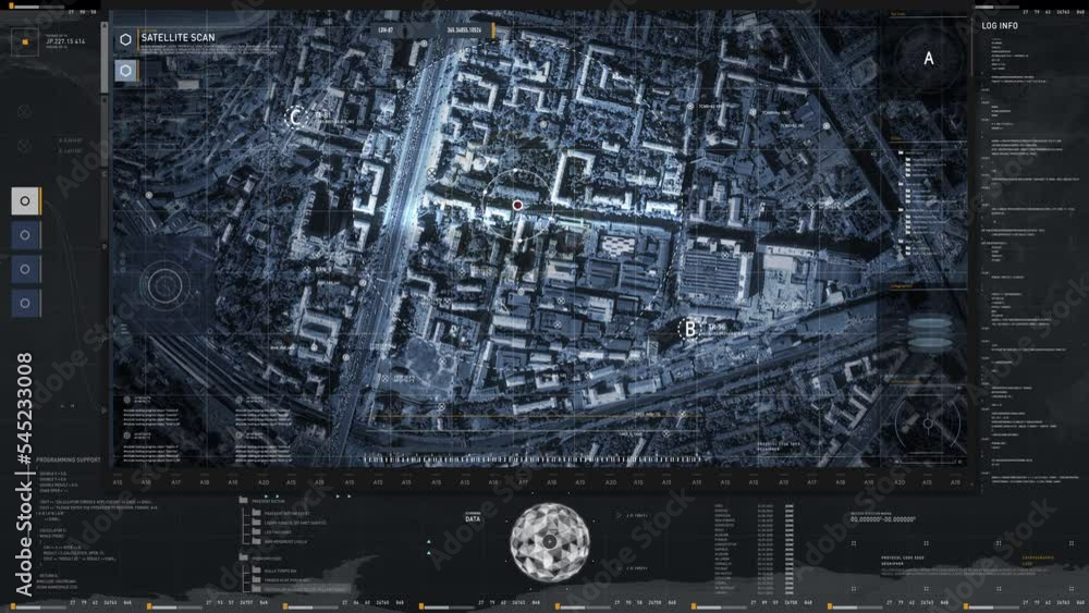 Spy Numbers Map Spy Digital Satellite Tracking System Scans Target Position Data On A ...