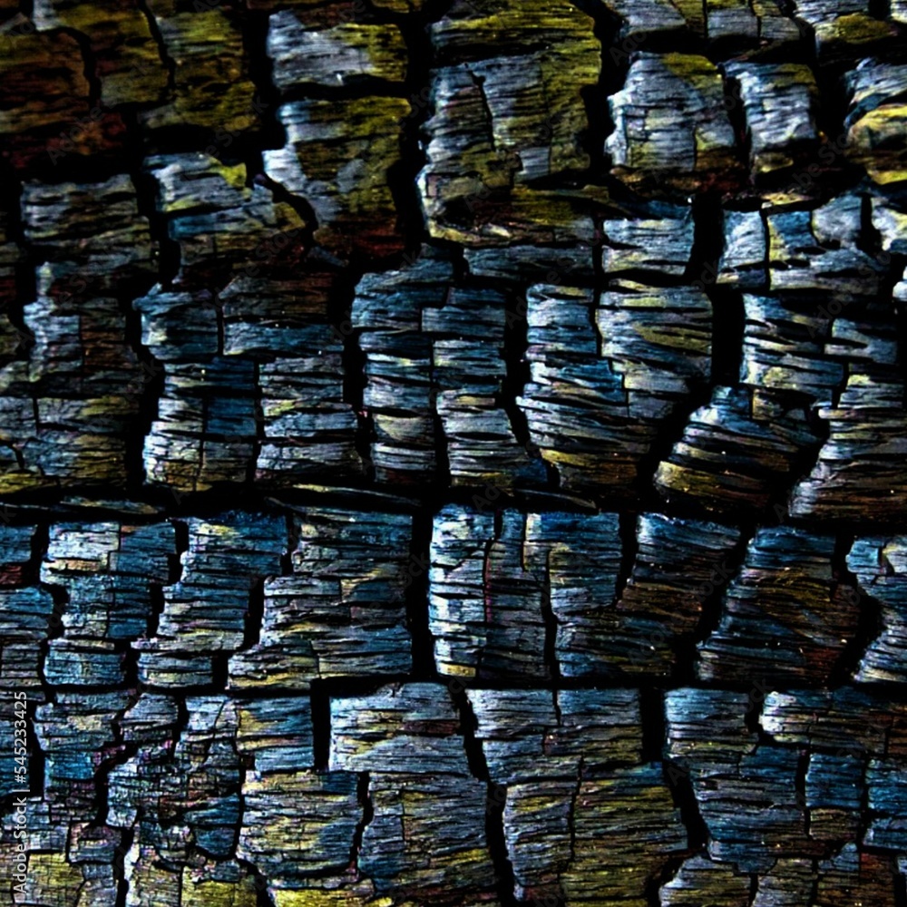 Madera quemada azul y amarillo. Madera quemada azul y amarillo.