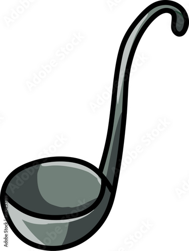 Cartoon-style ladle isolated on a vertical white background.