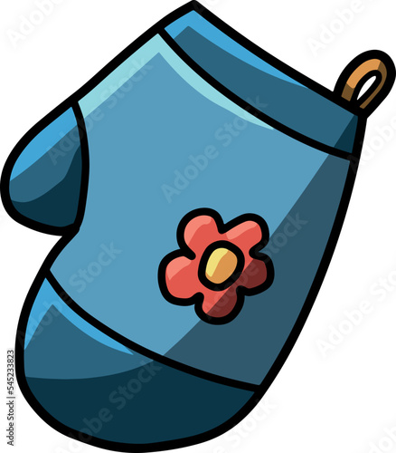 Cartoon-style oven glove isolated on a vertical white background.