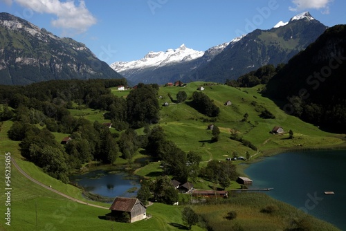 Beautiful landscape of the mountains in the Seelisberg Highlands photo