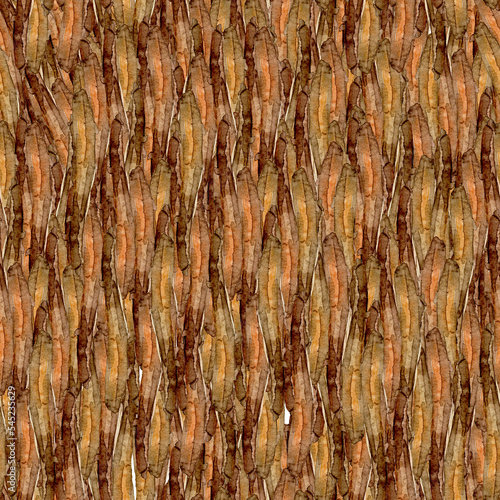Pine bark watercolor seamless pattern. Template for decorating designs and illustrations.