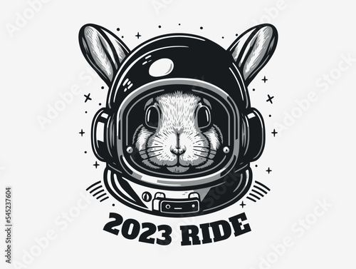 Astronaut bunny rabbit hipster in space helmet artwork vector