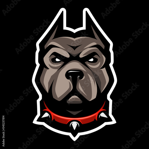 Pit Bull head icon. Dog logo. Fighting dogs label, sport mascot. T-shirt print.