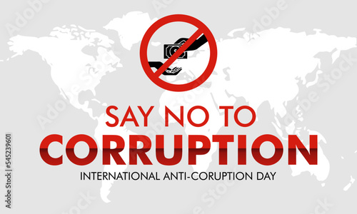 Design banner international anti-corruption day, 9 December, poster anti corruption illustration for printing, say no to corruption banner. no corruption awareness banner. man refusing to take money