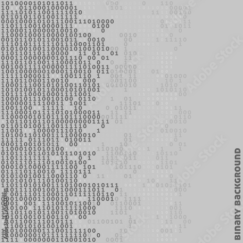 Binary code. Digital data transfer. Gray vector background