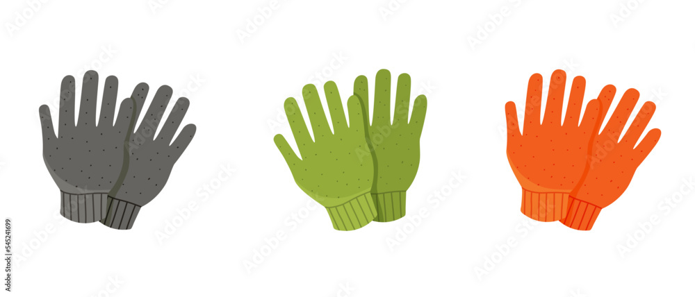 A set of gloves. Vector stock illustration. Warm clothes. Mittens. White background. Isolated A set of gloves. Vector stock illustration. Warm clothes. Mittens. White background. Isolated