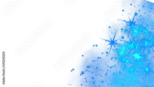 Snowflakes on blue stars with watercolor & free white background