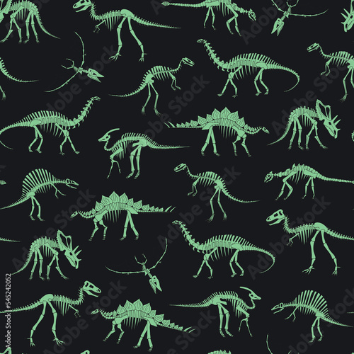 Dinosaur bones vector seamless pattern. © GooseFrol