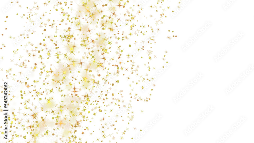Snowflakes on gold color stars with free white background