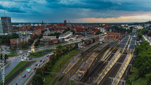 Panorama of Gdańsk from the side of Wrzeszcz. View from the drone. 