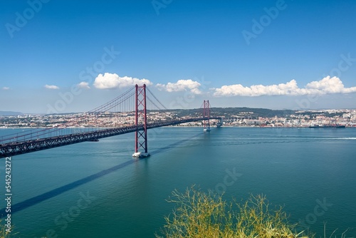 Panoramic view over the 25t h april bridge in Lisbon