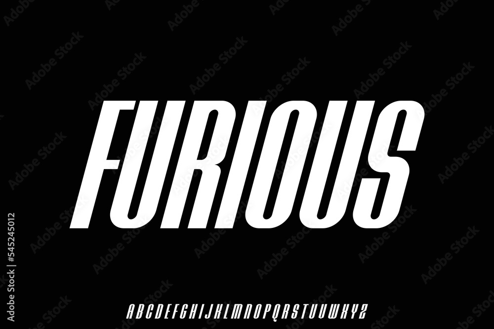 Modern condensed futuristic display font vector in slant style Modern condensed futuristic display font vector in slant style