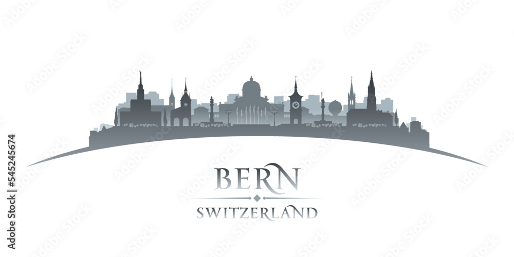 Bern Switzerland city silhouette white background