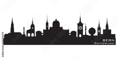 Bern Switzerland city skyline vector silhouette
