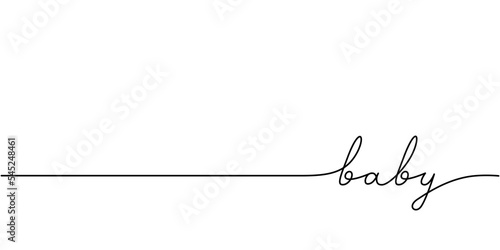 Baby word - continuous one line with word. Minimalistic drawing of phrase illustration.