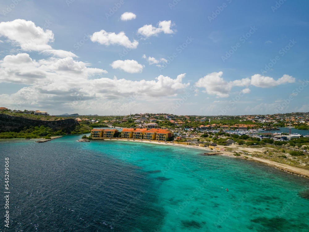 Aerial view of the Palapa Beach Resort & Marina in Curacao