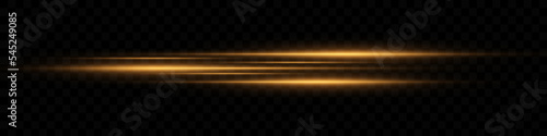 Vector illustration in golden color. light effect. Abstract laser beams of light. Chaotic neon rays of light on a transparent background.