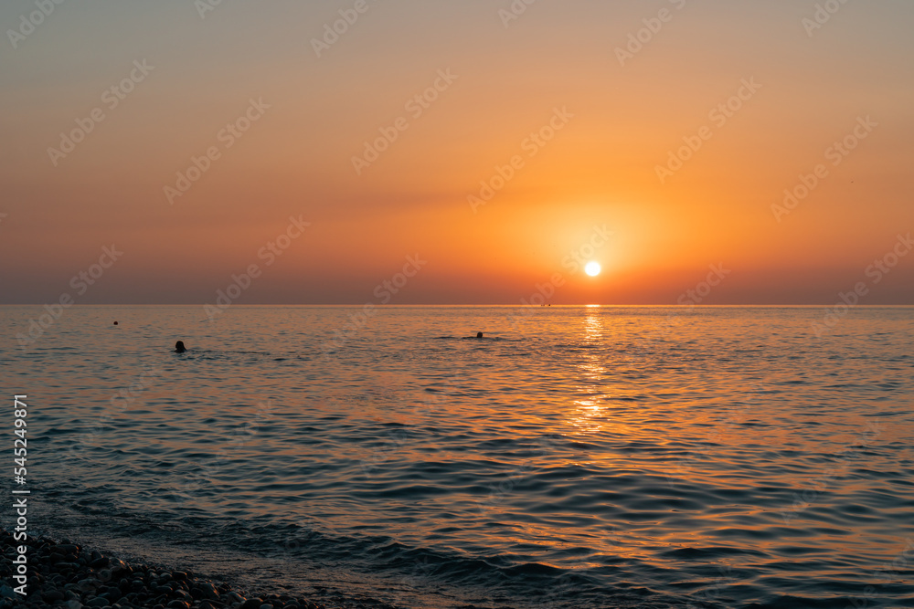 Purple sunset over the Black Sea, Batumi beach Purple sunset over the Black Sea, Batumi beach