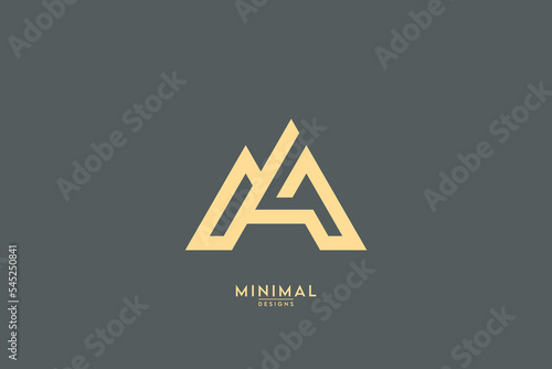 Minimal creative initial based AM logo and MA logo. Letter AM MA creative elegant monogram white color on black background.
