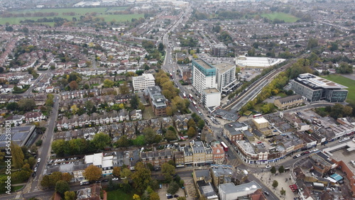 Enfield town centre aerial drone view from above