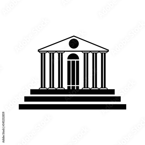 Financial bank building institute icon | Black Vector illustration |
