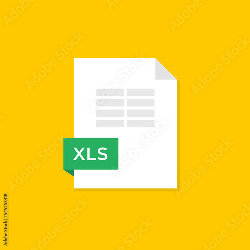 Excel file format flat vector design illustration on yellow background