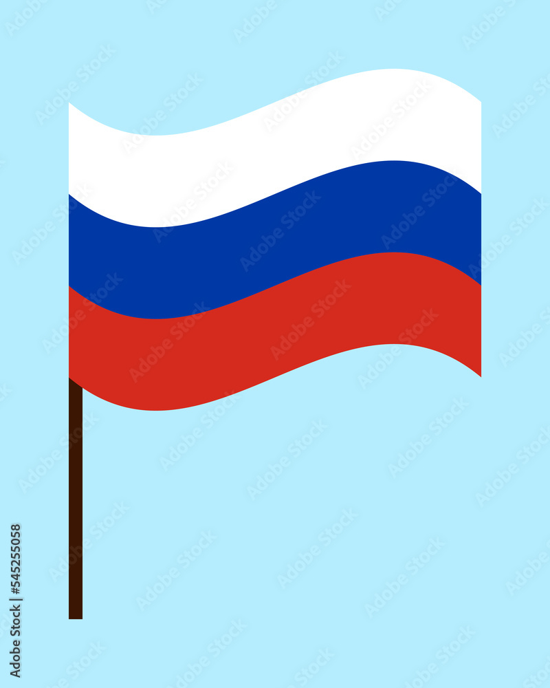 Russian Flag is waving in the wind. Vector illustration of the wavy flag of Russia on the flagpole Russian Flag is waving in the wind. Vector illustration of the wavy flag of Russia on the flagpole
