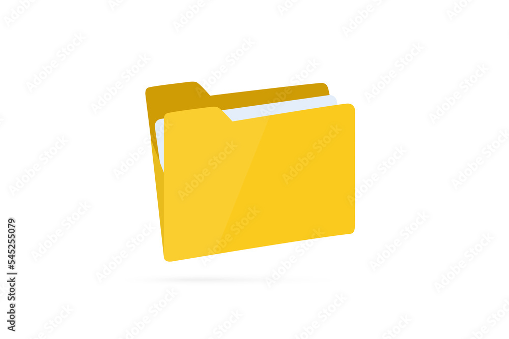 Yellow file folder icon isolated on white. Folder with documents. Open folder icon. Document symbol, simple vector, icon for website design, mobile app, ui. Vector illustration Yellow file folder icon isolated on white. Folder with documents. Open folder icon. Document symbol, simple vector, icon for website design, mobile app, ui. Vector illustration