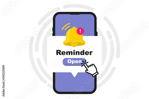 New email message on the phone. Notification concept of new message or other notice. Alert notification with exclamation sign on the smartphone screen. Danger error alerts, virus or insecure messaging