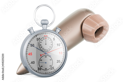 Clitoral pump with stopwatch, 3D rendering
