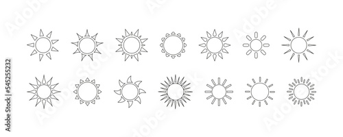 Sun icons vector symbol set. Sun icon set Isolated on white background. Vector flat design