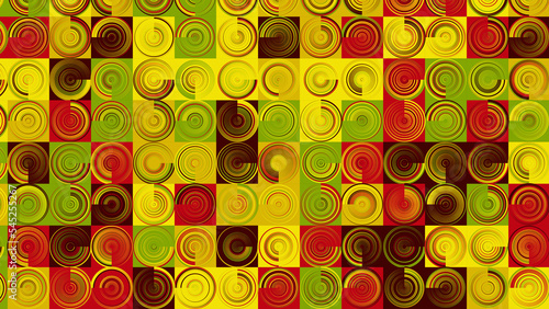 yellow, red and green geometric pattern,  wallpaper for tile, banner, tableclothe