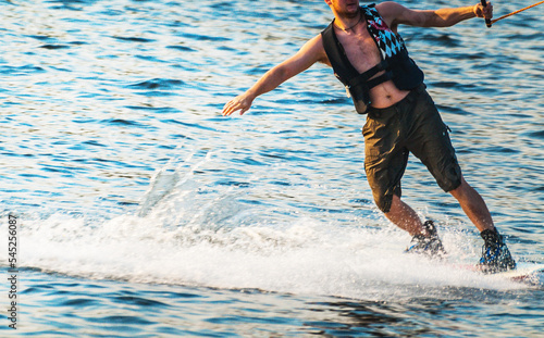 cable wakeboarding, wakesurfing at cable wake park photo