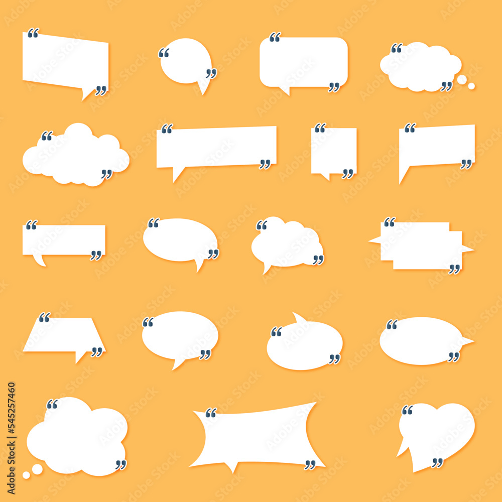 Set of Speech Bubble for Qutote Text. Hand Drawn Abstract Geometric Shapes Collection of chat icon design for stickers. Vector Illutration Set of Speech Bubble for Qutote Text. Hand Drawn Abstract Geometric Shapes Collection of chat icon design for stickers. Vector Illutration