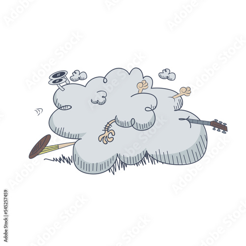 Comic Cartoon Cloud Fighting vector illustration